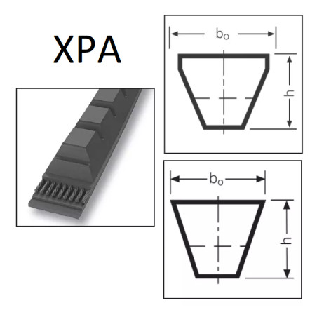 Pas klinowy uzębiony XPA 1250 MECALINE – Profil 12,7x10 mm, długość 1250 mm