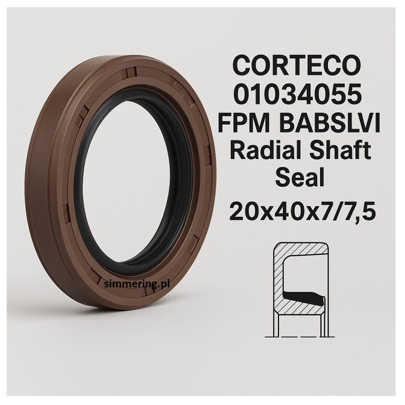 CORTECO 01034055 FPM BABSLVI Radial Shaft Seal 20x40x7/7.5