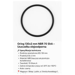 Oring 130x2 mm NBR 70 ShA – Uszczelka olejoodporna