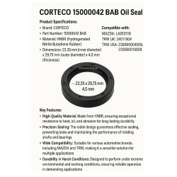Rotary Shaft Seal CORTECO 15000042 BAB Oil Seal 23.35x29.75x4.5 HNBR - High-Quality Sealing