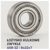 608-2Z SKF 8x22x7 Łożysko Kulkowe Zwykłe
