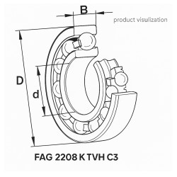 FAG 2208 K TVH C3 Self-Aligning Ball Bearing 40×80×23 mm – simmering.pl product visualization