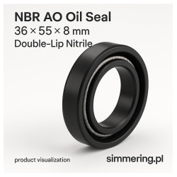 NBR AO Oil Seal 36×55×8 mm – Double-Lip Nitrile with Garter Spring – simmering.pl product visualization