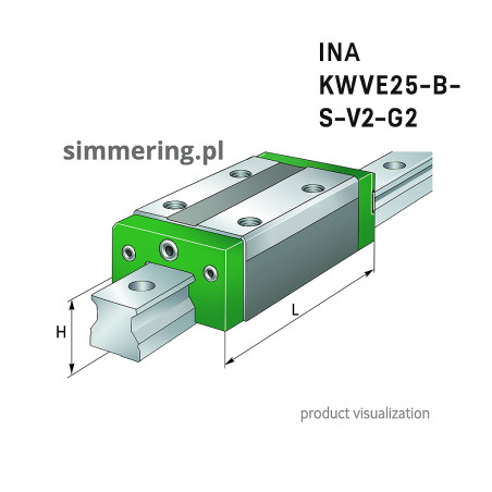 INA KWVE25-B-S-V2-G2 linear guide block – 25 mm preload class 2, precision G2 – simmering.pl product visualization