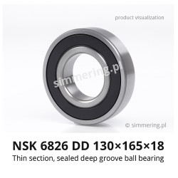 NSK 6826 DD 130×165×18 – Thin Section Sealed Deep Groove Ball Bearing