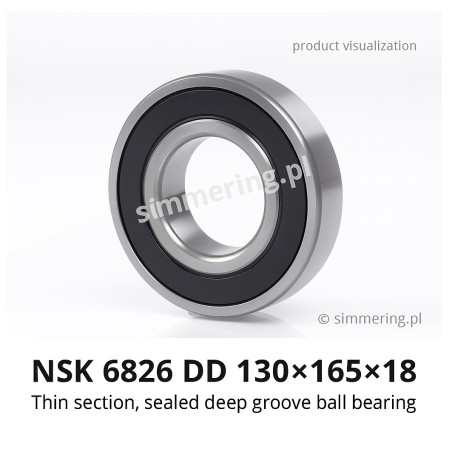 NSK 6826 DD 130×165×18 – Thin Section Sealed Deep Groove Ball Bearing