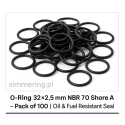 O‑Ring 32×2.5 mm NBR 70 Shore A – Pack of 100 | Oil & Fuel Resistant Seal
