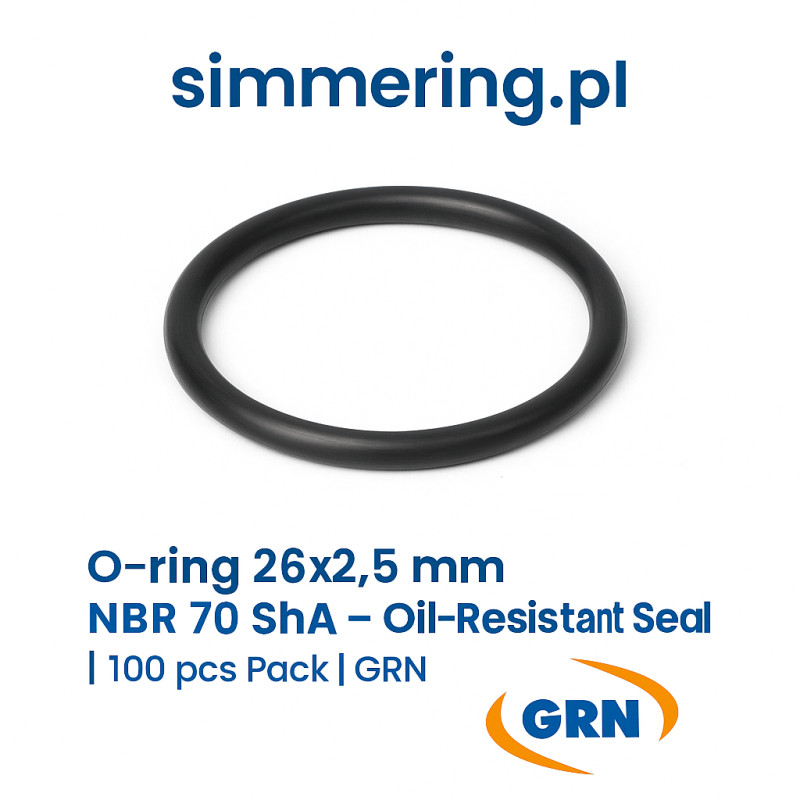 Oring 26x2,5 mm NBR 70 ShA – Uszczelka olejoodporna | Opakowanie 100 szt. | GRN – simmering.pl