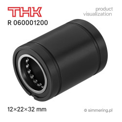 THK R 060001200 – closed linear recirculating ball bearing 12×22×32 mm, product visualization © simmering.pl