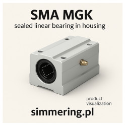SMA MGK – sealed linear bearing in housing; product visualization © simmering.pl