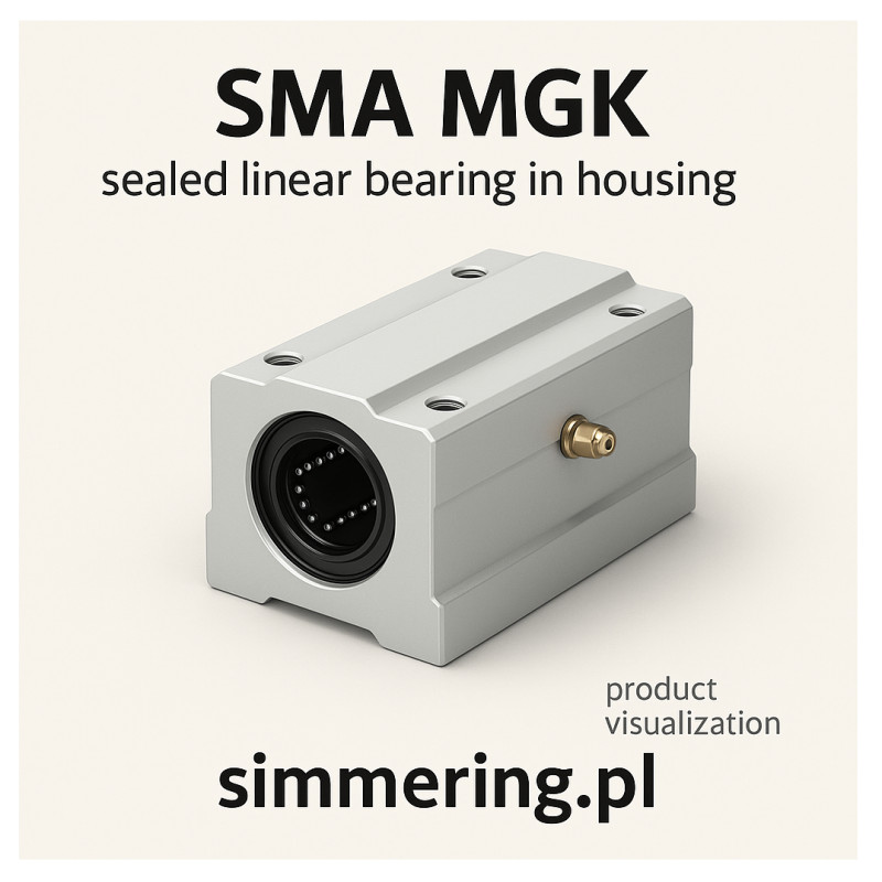 SMA 16 UU MGK – szczelne łożysko liniowe w obudowie, Ø 16 mm
