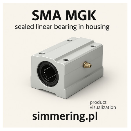SMA 16 UU MGK – szczelne łożysko liniowe w obudowie, Ø 16 mm