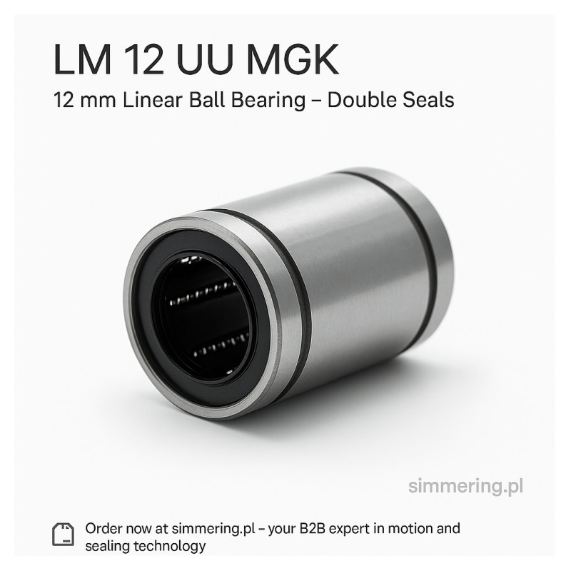 Łożysko liniowe LM 12 UU MGK – Tuleja Ślizgowa z Podwójnym Uszczelnieniem 12 mm