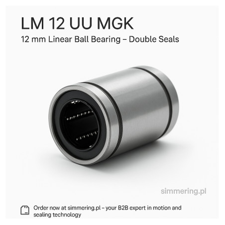 Łożysko liniowe LM 12 UU MGK – Tuleja Ślizgowa z Podwójnym Uszczelnieniem 12 mm