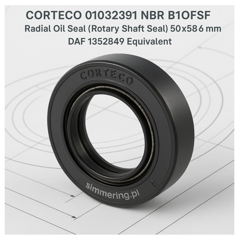 CORTECO 01032391 NBR B1OFSF – Radial Oil Seal (Rotary Shaft Seal) 50×58×6 mm | DAF 1352849 Equivalent