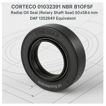 CORTECO 01032391 NBR B1OFSF – Radial Oil Seal (Rotary Shaft Seal) 50×58×6 mm | DAF 1352849 Equivalent