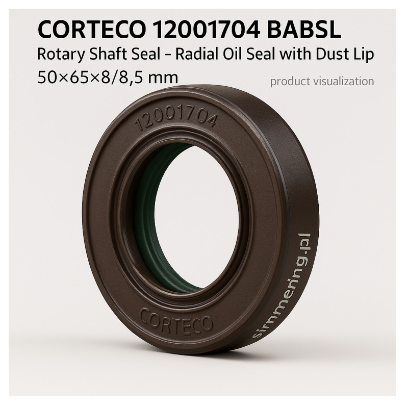 CORTECO BABSL 12001704 – simmerring 50×65×8/8,5 mm NBR z wargą przeciwpyłową (pierścień uszczelniający)