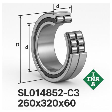 SL014852‑C3 INA – Łożysko walcowe 260×320×60 mm (C3, dwurzędowe)
