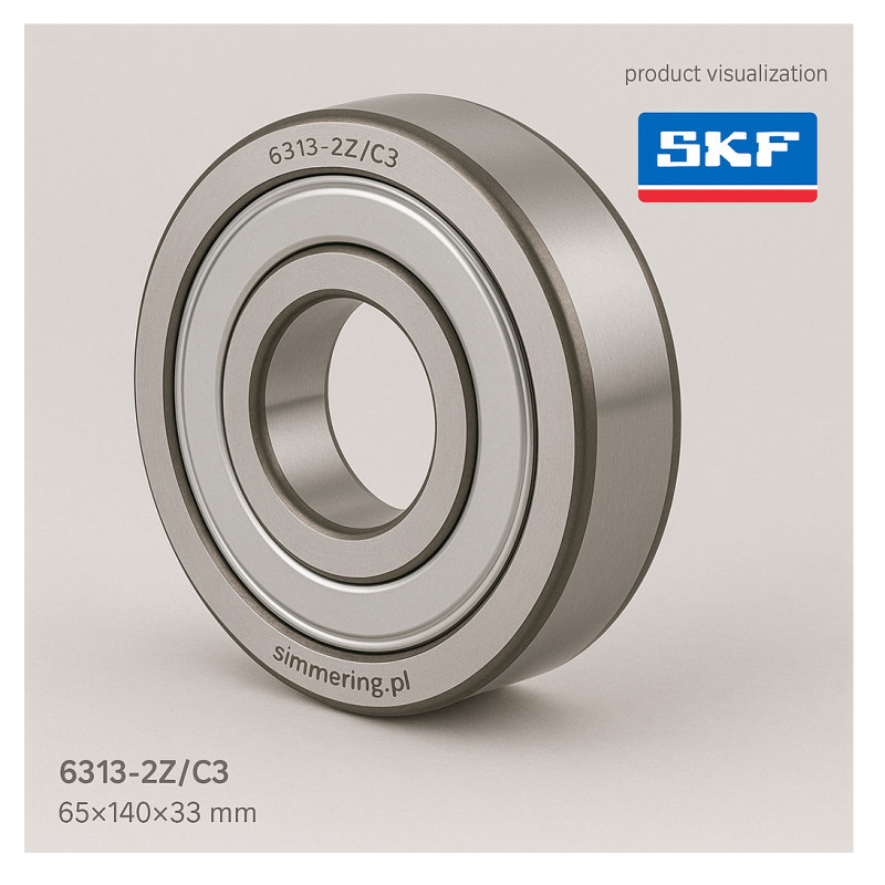 Łożysko kulkowe głębokorowkowe Timken 6313‑ZZ‑C3 – 65×140×33 mm