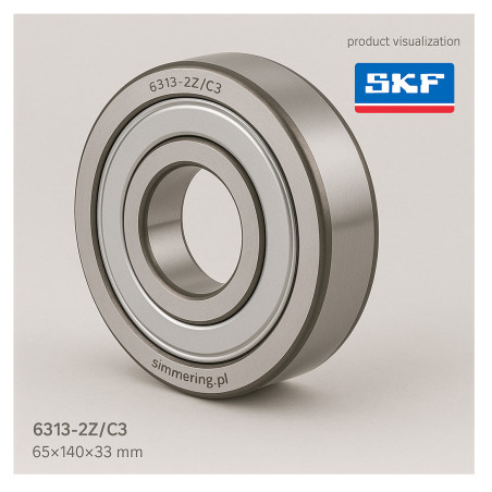 Łożysko kulkowe głębokorowkowe Timken 6313‑ZZ‑C3 – 65×140×33 mm