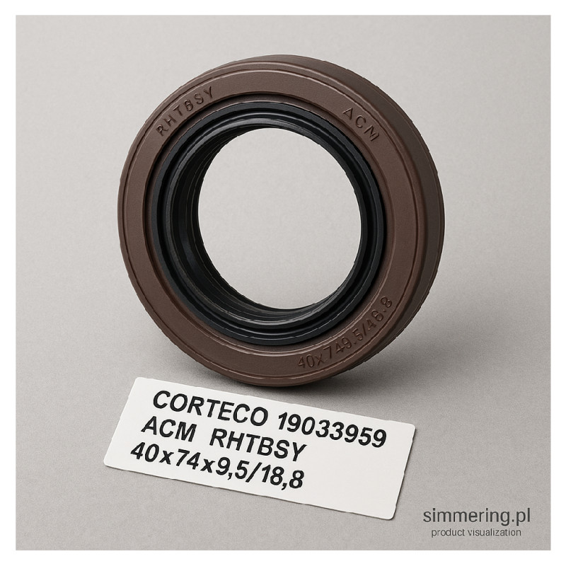 Uszczelniacz (simmerring) CORTECO 19033959B ACM RHTBSY, 40×74×9,5/18,8 mm – wał różnicowy (ISUZU, Opel, Vauxhall)