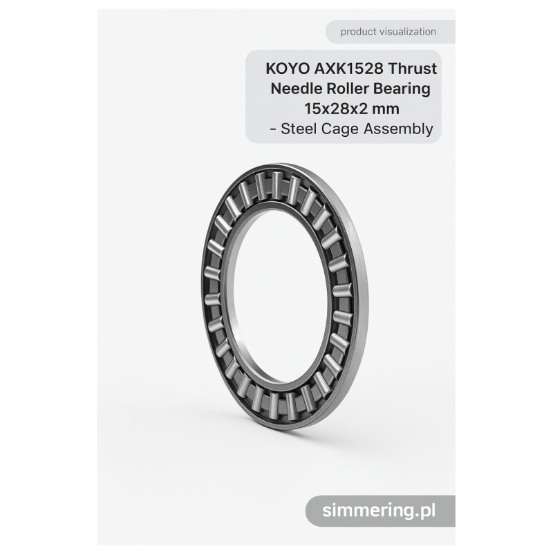 Łożysko igiełkowe dociskowe AXK1528 KOYO 15×28×2 mm – stalowa klatka thrust
