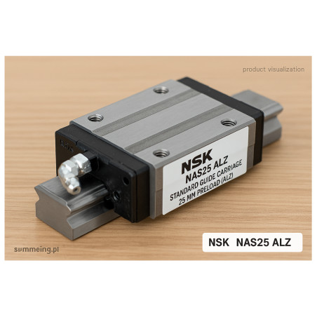 NSK NAS25 ALZ – standardowy wózek liniowy 25 mm z lekkim wstępnym obciążeniem (preload) – seria ALZ