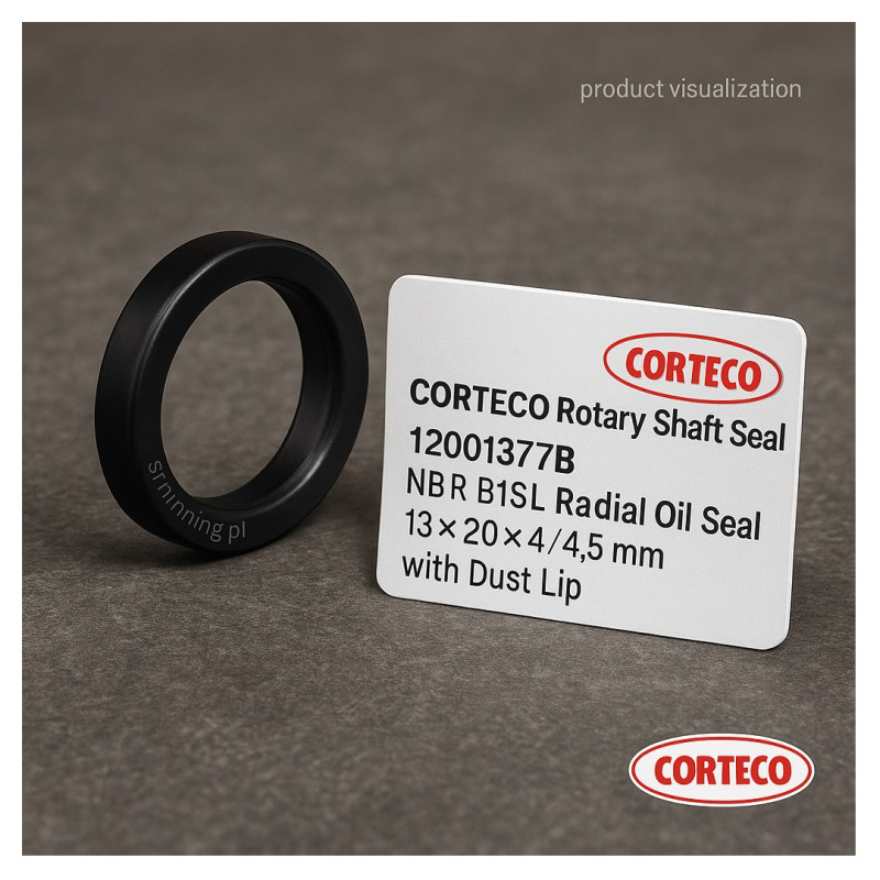 CORTECO Rotary Shaft Seal 12001377B – NBR B1SL Radial Oil Seal, 13×20×4/4.5 mm with Dust Lip