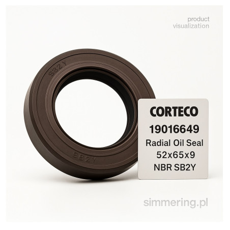 CORTECO 19016649 NBR SB2Y Radial Oil Seal 52x65x9 – Rotary Shaft Seal for Wheel Hub & Differential