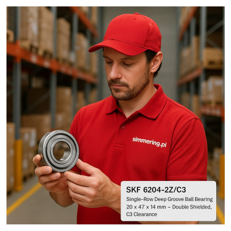 SKF 6204‑2Z/C3 | 1‑rzędowe głębinowe łożysko kulkowe 20×47×14 mm, uszczelnione obustronnie, luz C3
