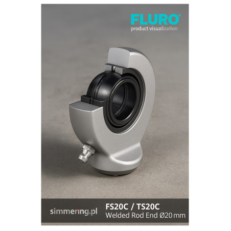 FLURO FS20C / TS20C – główka cięgna spawana / typ rod end Ø20 mm, Ø53×64,5 mm
