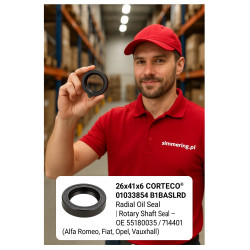 26x41x6 CORTECO® 01033854 B1BASLRD Radial Oil Seal | Rotary Shaft Seal – OE 55180035 / 714401 (Alfa Romeo, Fiat, Opel, Vauxhall)