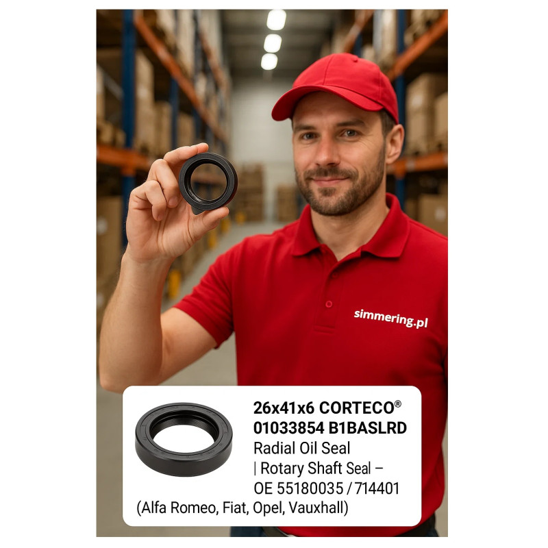26x41x6 CORTECO® 01033854 B1BASLRD Radial Oil Seal | Rotary Shaft Seal – OE 55180035 / 714401 (Alfa Romeo, Fiat, Opel, Vauxhall)