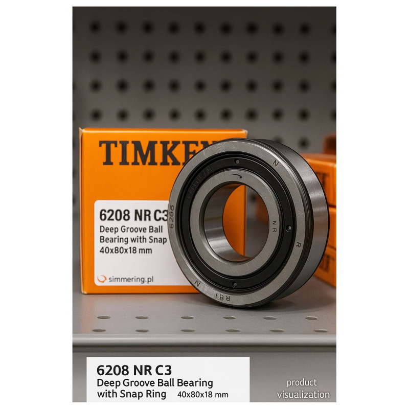 TIMKEN 6208 NR C3 Deep Groove Ball Bearing with Snap Ring 40x80x18 mm