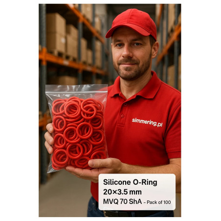 Silikonowy Oring 20×3,5 mm MVQ 70 ShA – zestaw 100 szt.
