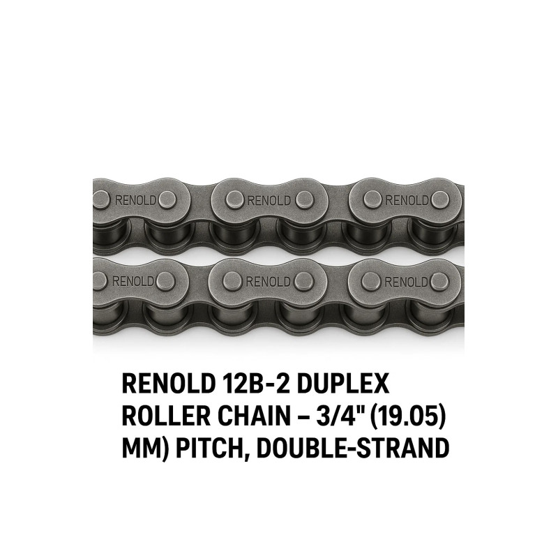 Renold 12B‑2 Duplex Roller Chain – 3/4″ (19.05 mm) Pitch, Double‑Strand