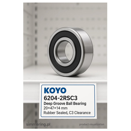 Łożysko kulkowe zwykłe 6204-2RSC3 KOYO 20x47x14 mm – uszczelnione, luz C3