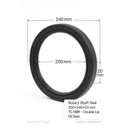 Rotary Shaft Seal 200×240×20 mm TC NBR – Double-Lip Oil Seal