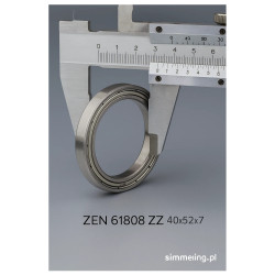 Łożysko kulkowe głębokorowkowe 61808 ZZ ZEN 40×52×7 mm
