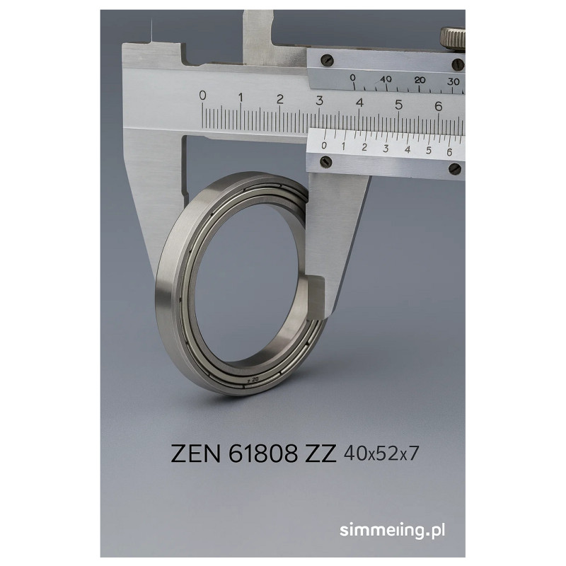 Łożysko kulkowe głębokorowkowe 61808 ZZ ZEN 40×52×7 mm