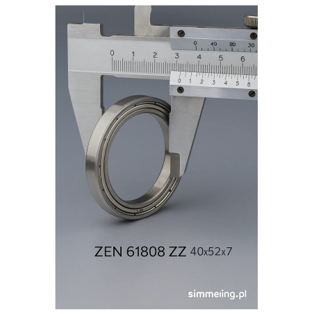 Łożysko kulkowe głębokorowkowe 61808 ZZ ZEN 40×52×7 mm