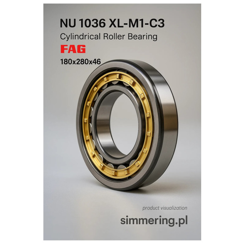 FAG NU 1036 XL-M1-C3 Cylindrical Roller Bearing 180x280x46 mm – X-life C3 Brass Cage