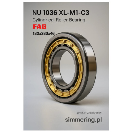 FAG NU 1036 XL‑M1‑C3 - cylindryczne łożysko toczne 180×280×46 mm