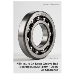NTN 16016 C4 Deep Groove Ball Bearing 80x125x14 mm – Open, C4 Clearance