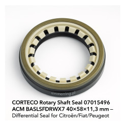 CORTECO Rotary Shaft Seal 07015496 ACM BASLSFDRWX7 40×58×11.3 mm – Differential Seal for Citroën/Fiat/Peugeot