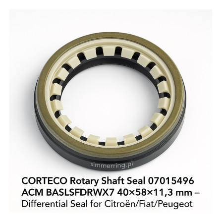 CORTECO Rotary Shaft Seal 07015496 ACM BASLSFDRWX7 40×58×11.3 mm – Differential Seal for Citroën/Fiat/Peugeot