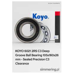 Łożysko kulkowe 6021 2RS C3 KOYO 105x160x26 mm – Uszczelnione, luz C3, najwyższa jakość