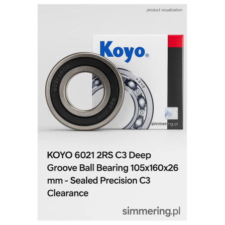 KOYO 6021 2RS C3 Deep Groove Ball Bearing 105x160x26 mm – Sealed Precision C3 Clearance