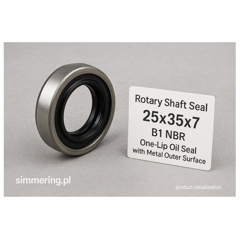 Uszczelniacz Simmering 25x35x7 B1 NBR A – Jednowargowy, Metalowa Obudowa, NBR, ze Sprężyną