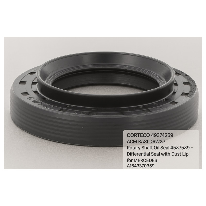 Uszczelniacz wału CORTECO 49374259 ACM BASLDRWX7 45x75x9 – z wargą przeciwpyłową MERCEDES A1643370359